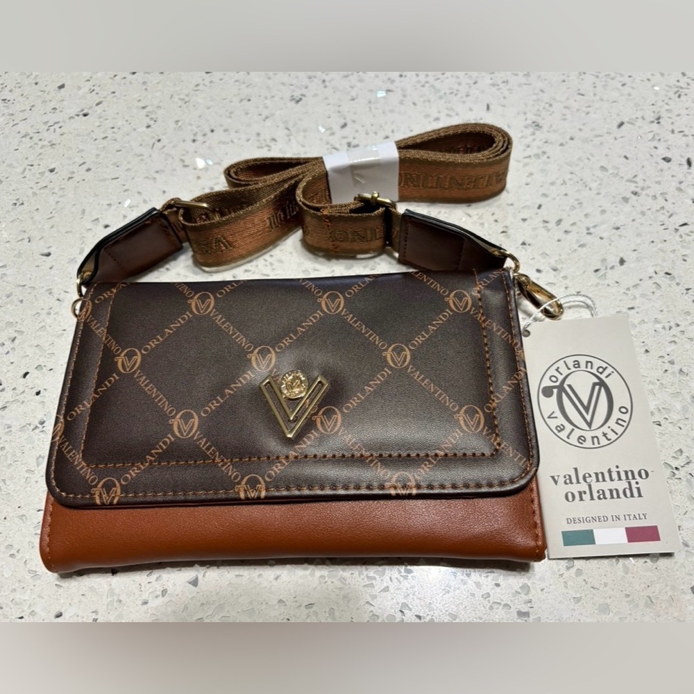 Valentino Orlandi Chocolate and Caramel Crossbody NWT
